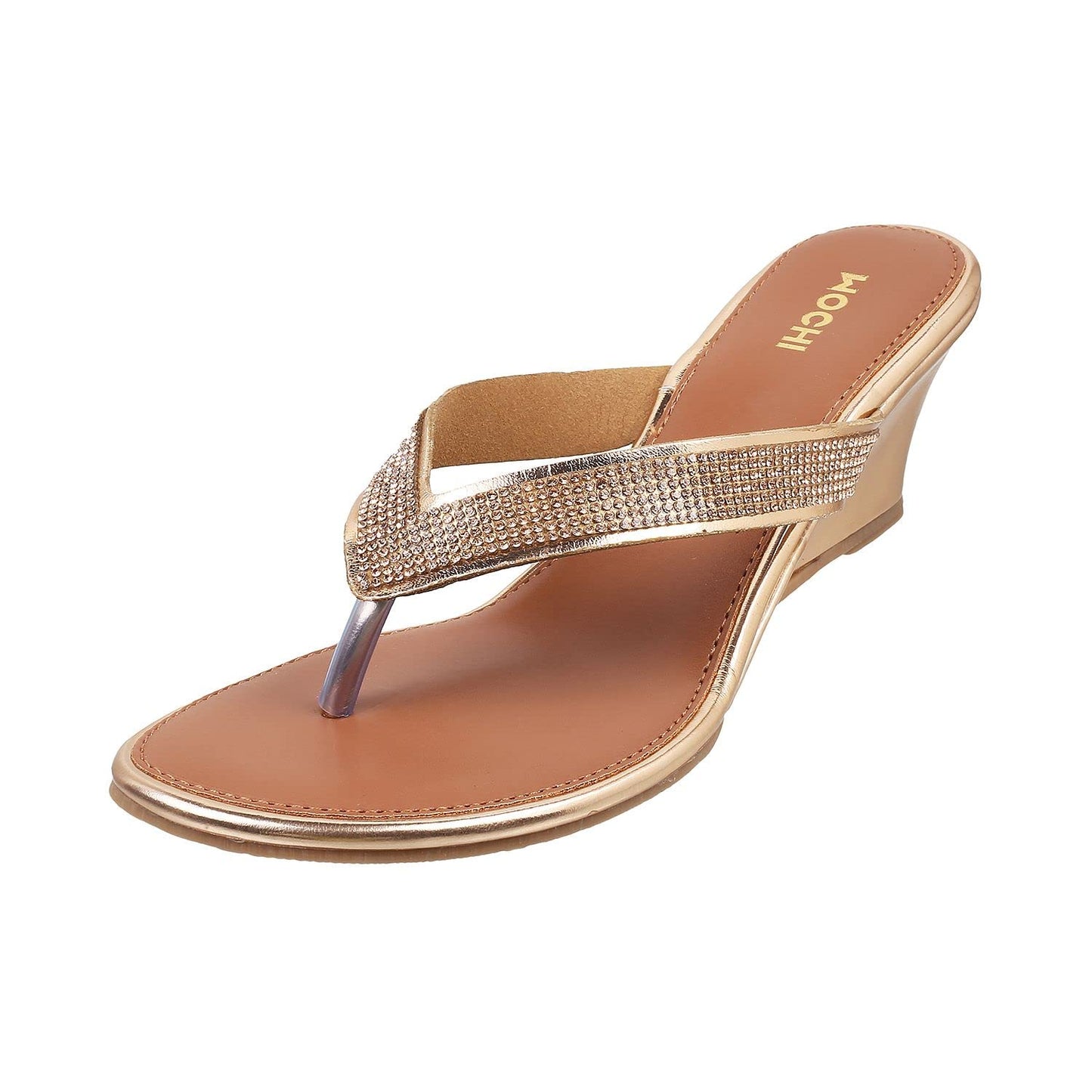 Mochi Women Rose Gold Wedge Heel Fashion Sandal