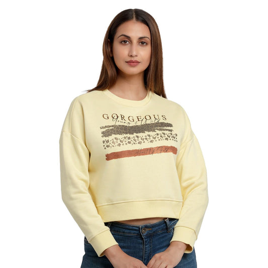 Status Quo Womens Printed Round Neck Sweatshirt Lemon