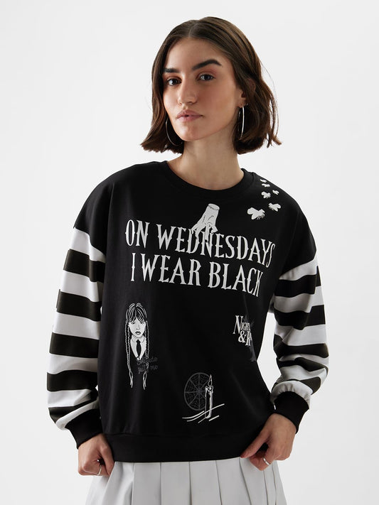 The Souled Store OfficialWednesday: SolitudeWomen Oversized Sweatshirts Black