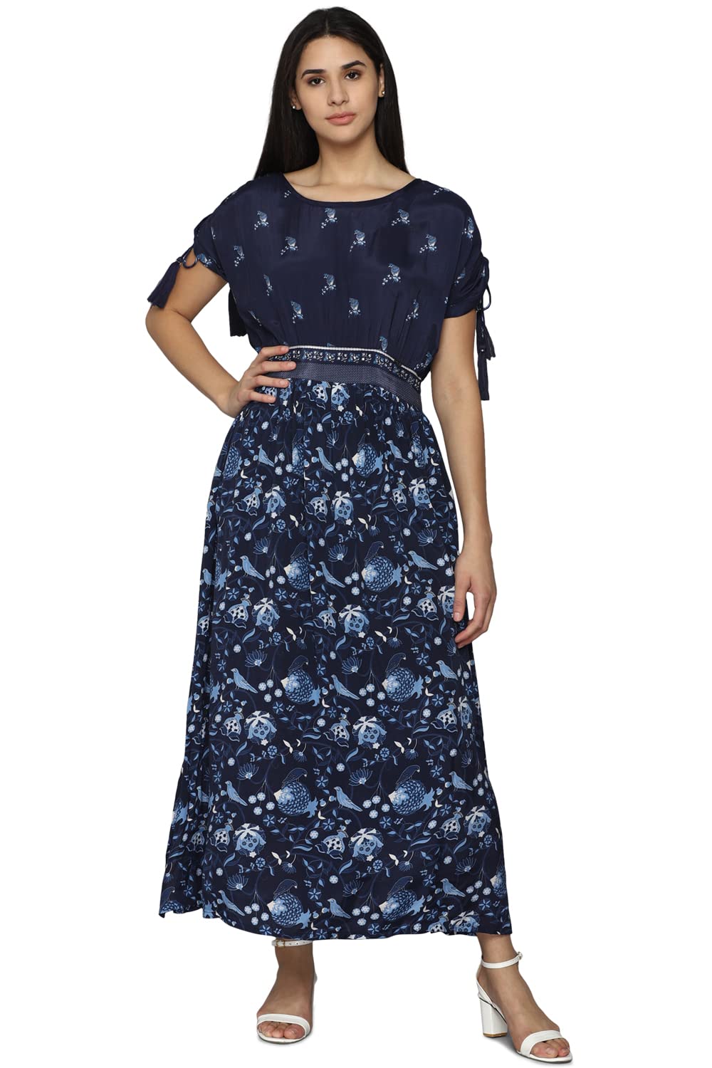 Allen Solly Women's Viscose Classic Maxi Dress (Navy)