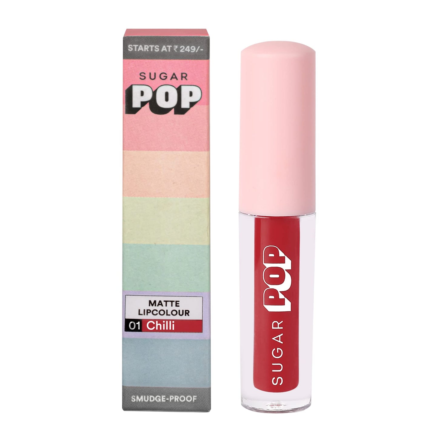 SUGAR POP Matte Lipcolour - 01 Chilli (Cherry Red) – 1.6 ml - Lasts Up to 8 hours l Red Lipstick for Women l Non-Drying, Smudge Proof, Long Lasting