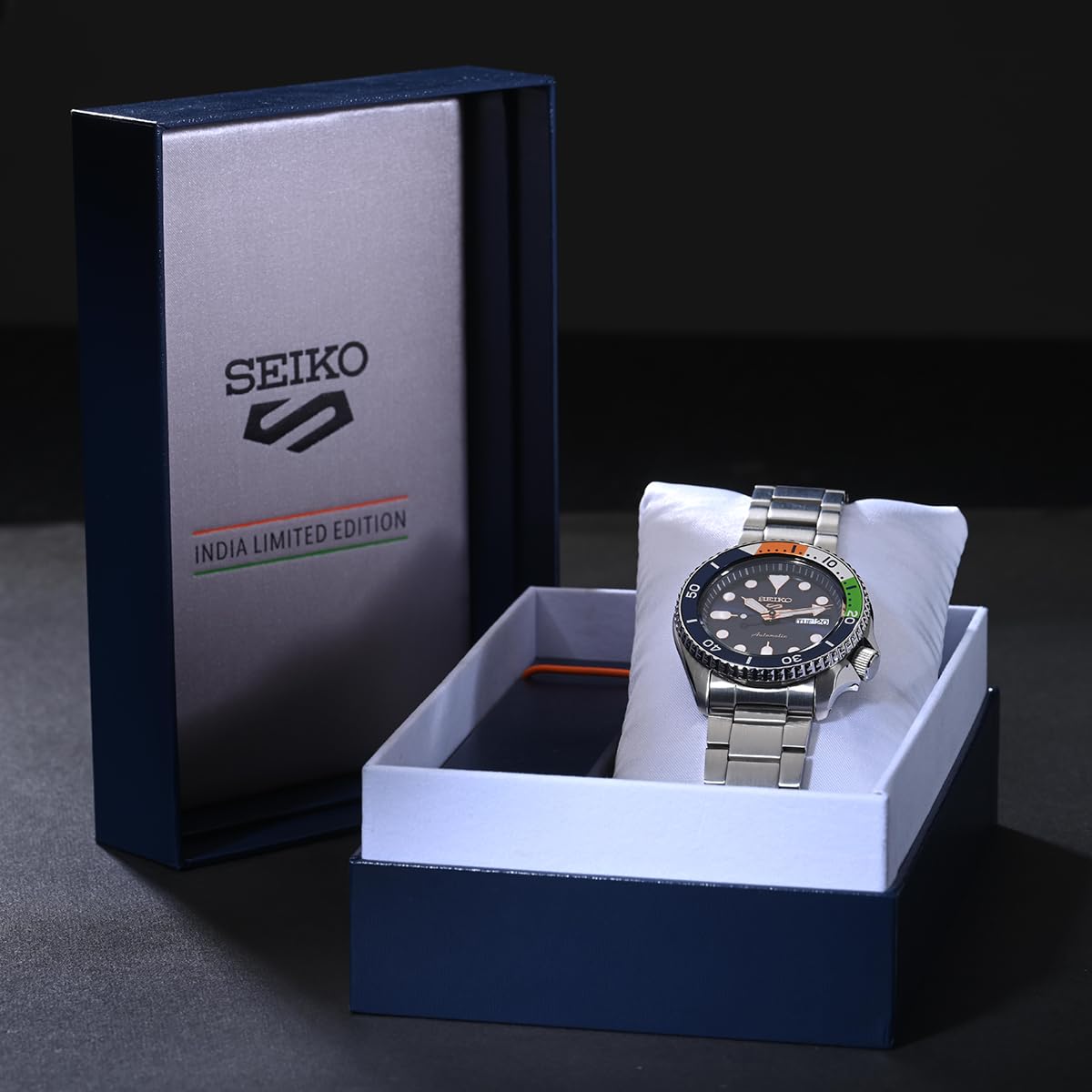 Seiko Limited Edition India Exclusive Blue Dial Men's Watch, Stainless Steel Band, with Extra Silicon Strap