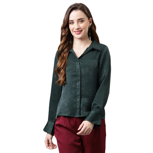 Latin Quarters Women's Greenbotle Full Sleeve Solid Blouse/Top_XXL