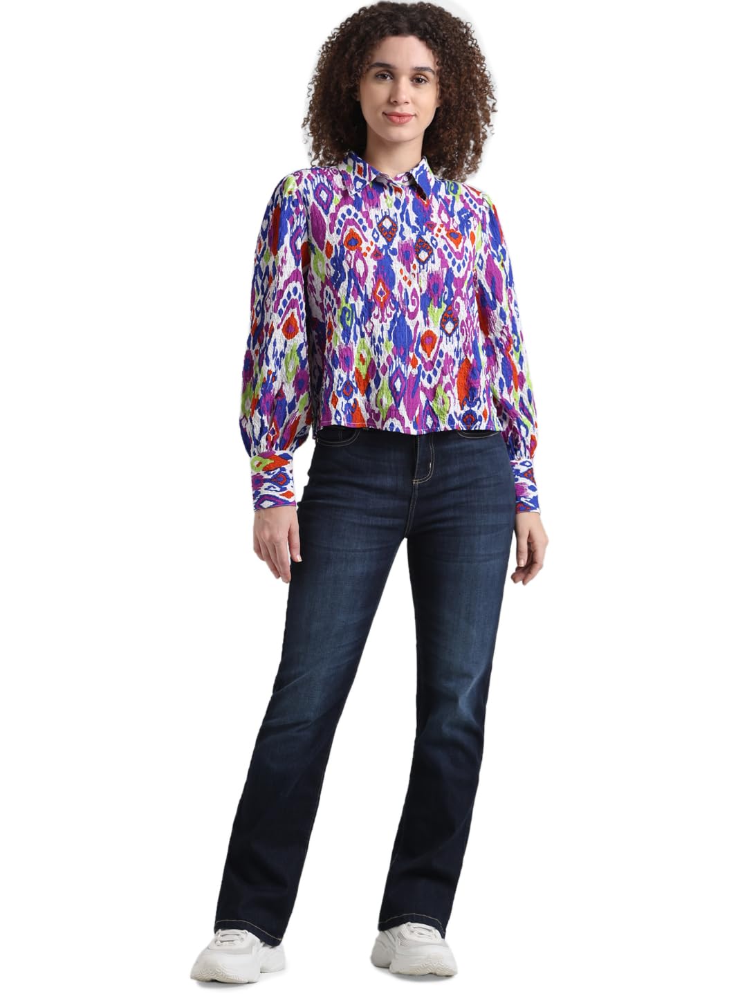 ONLY Women's Slim Fit Shirt (15333585-Princess Blue_Princess