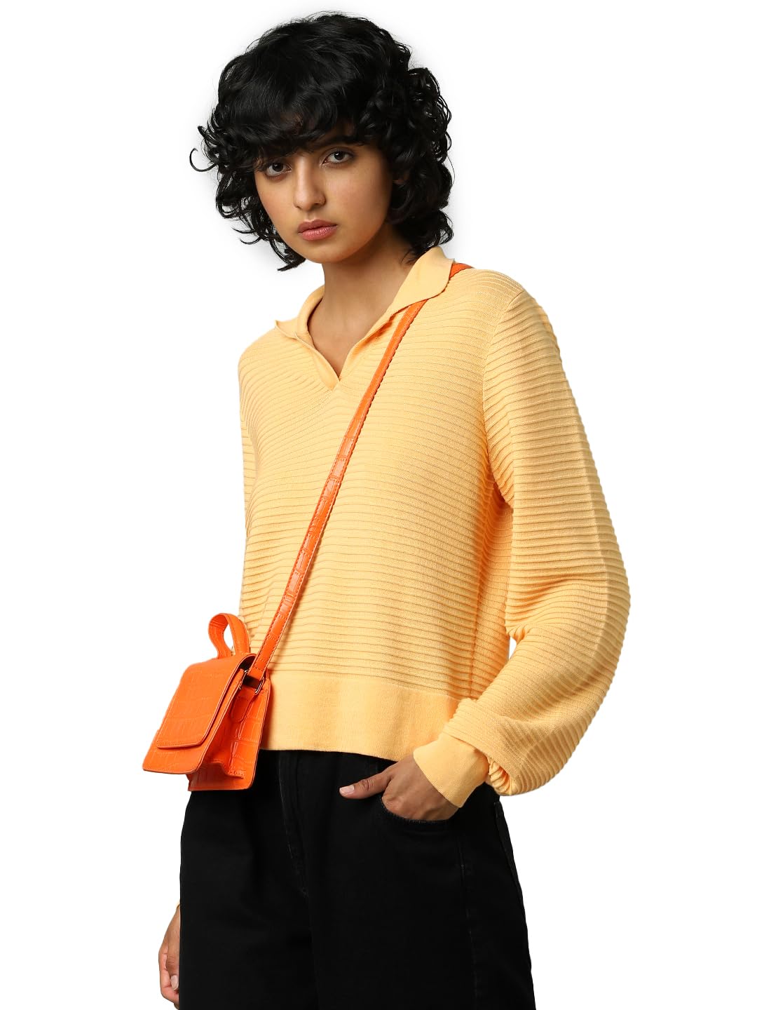 Only Women's Cotton Casual Sweater (Buff Orange)