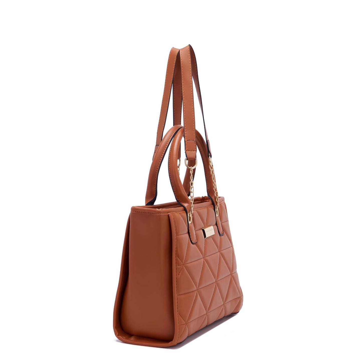 Pierre Cardin PU Leather Tote Bag For Women | Spacious Bag With Two Type Handles and Shoulder Chain Handles | Mobile & Coin Compartment Inside, Cognac