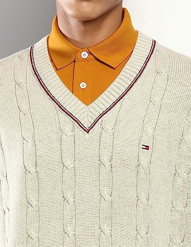 Tommy Hilfiger Men's Cotton V-Neck Sweater (A2BMS138_Grey