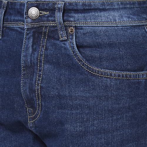 Giordano Men's Mid Rise Slim Fit Clean Look Stretchable 5 Pocket Jeans Blue