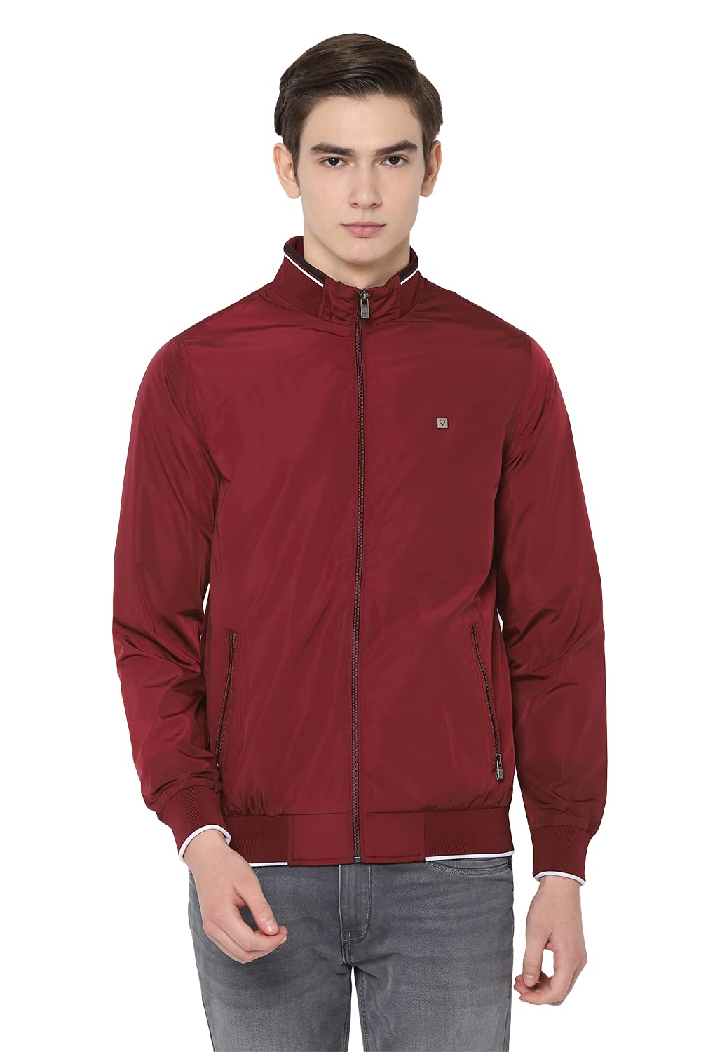 Allen Solly Men's Blouson Jacket (ASJKWBOFD70150_Maroon_S)