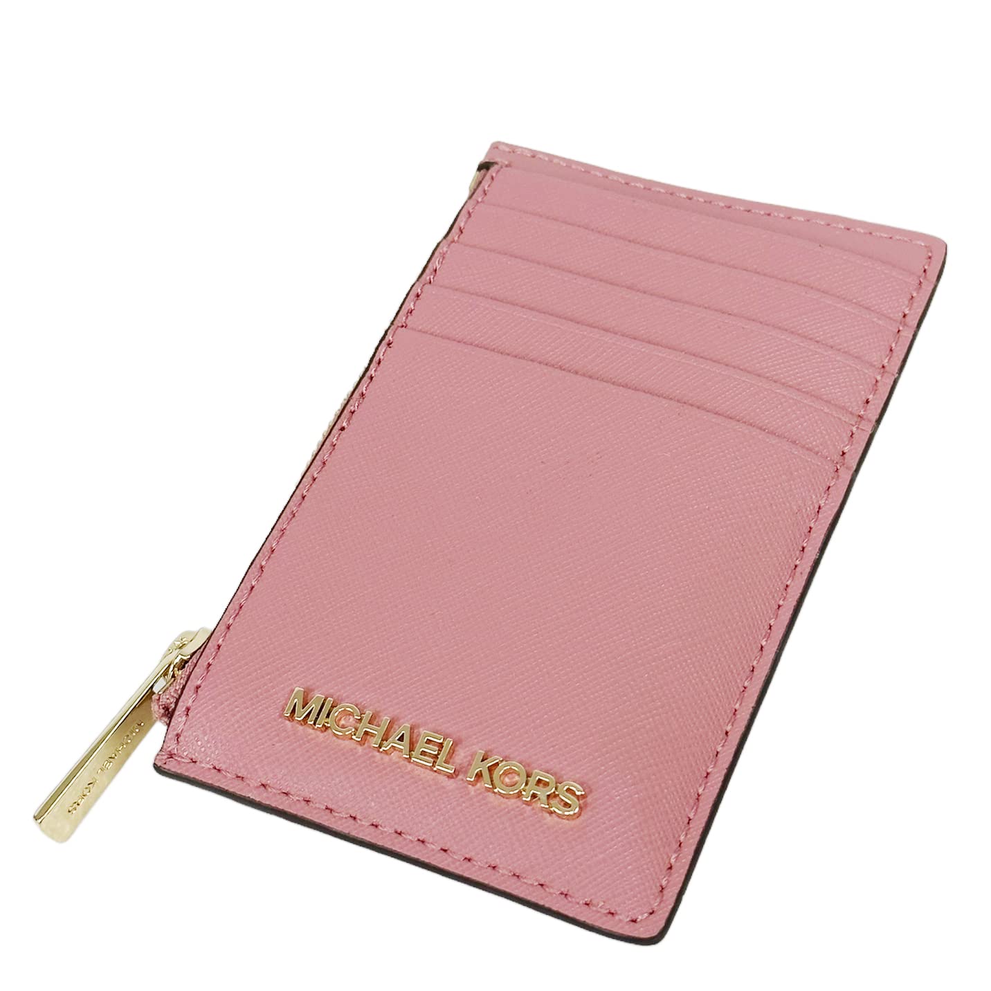 Michael Kors Jet Set Travel Medium Top Zip Card Case Wallet Coin Pouch Rose Pink