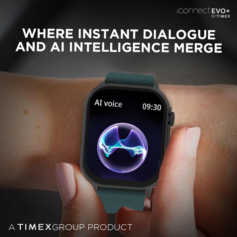 TIMEX iConnect EVO+Made in India Unisex Smartwatch|Largest Display 2.04" AMOLED with 368x448 Pixel Bluetooth Calling|Rotating Functional Crown|AI Voice Assist|Upto 7 Days Battery -TWIXW404T