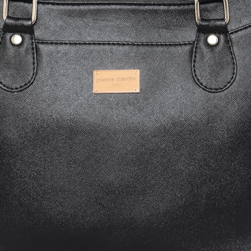 Pierre Cardin Women PU Leather Tote Bag For Women | Ladies Shoulder Bag With Zipper | Multipurpose Casual Bag For Women Office Use, Black