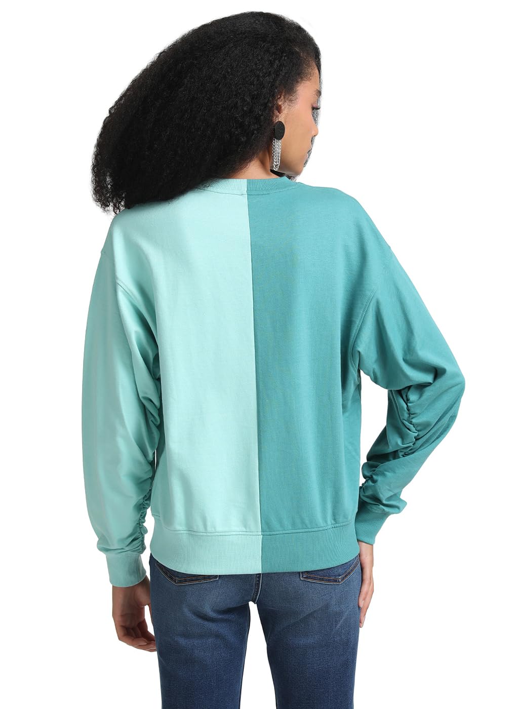 Kazo Women's Cotton Blend Modern Sweatshirt (124994GREEN Combo_Green