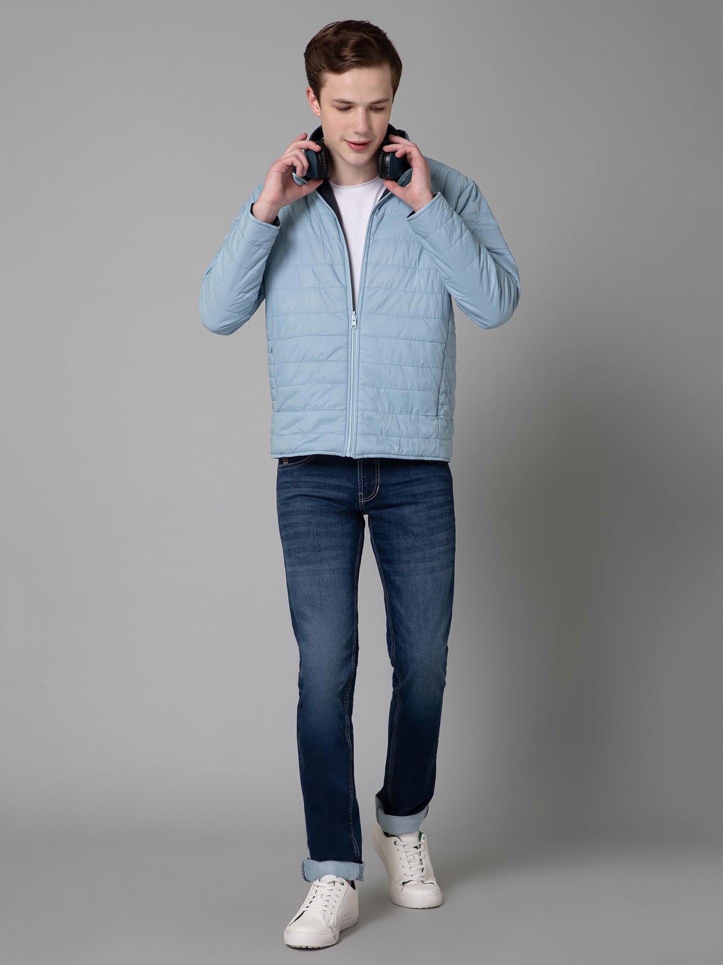 Cantabil Solid Reversible Full Sleeves Mock collar Regular Fit Mens Casual Jacket | Casual Winter Jackets for Men | Mens Jackets for Winter Wear (MJKT00148_SKY_M)
