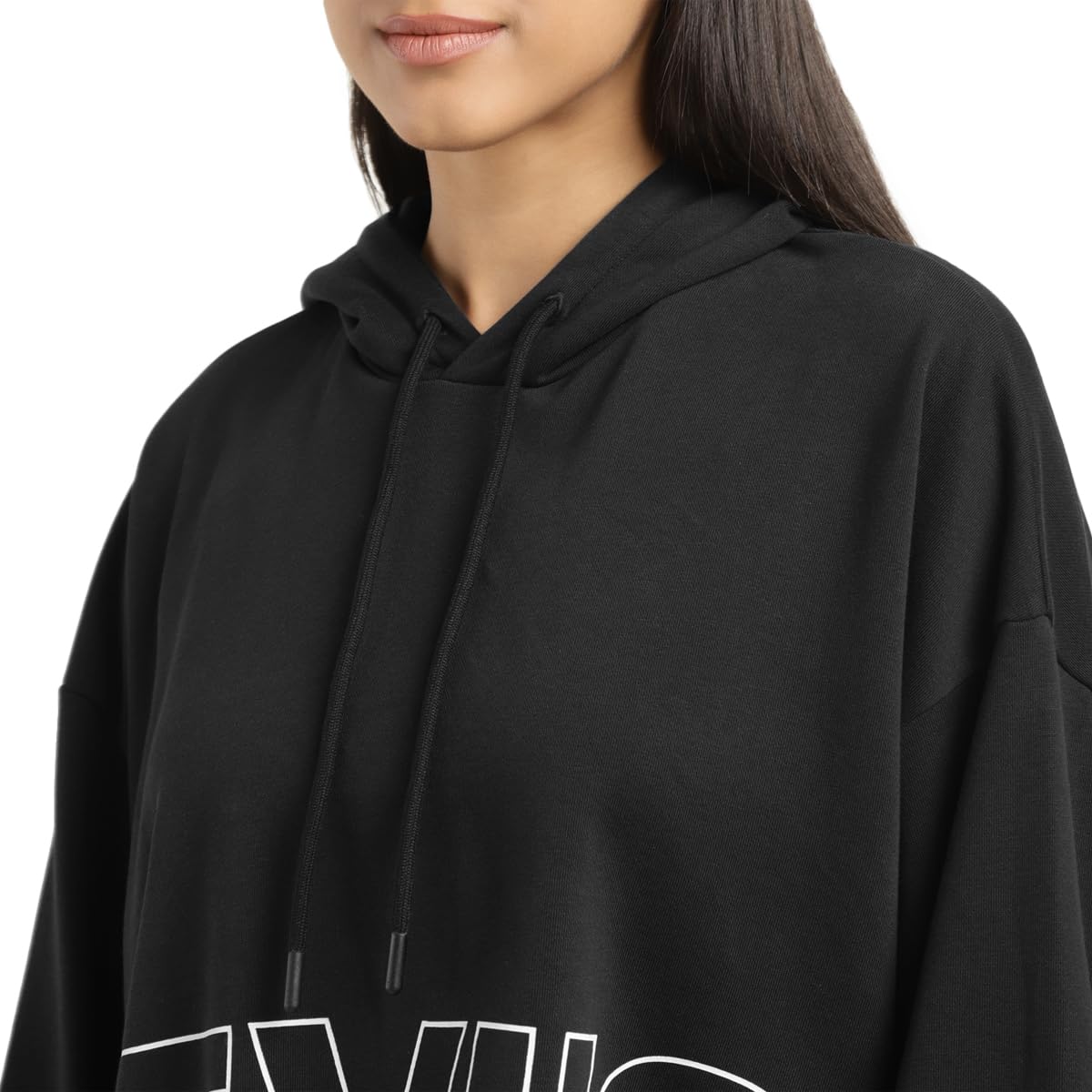 Levi's Women's Brand Logo Black and White Hooded Sweatshirt