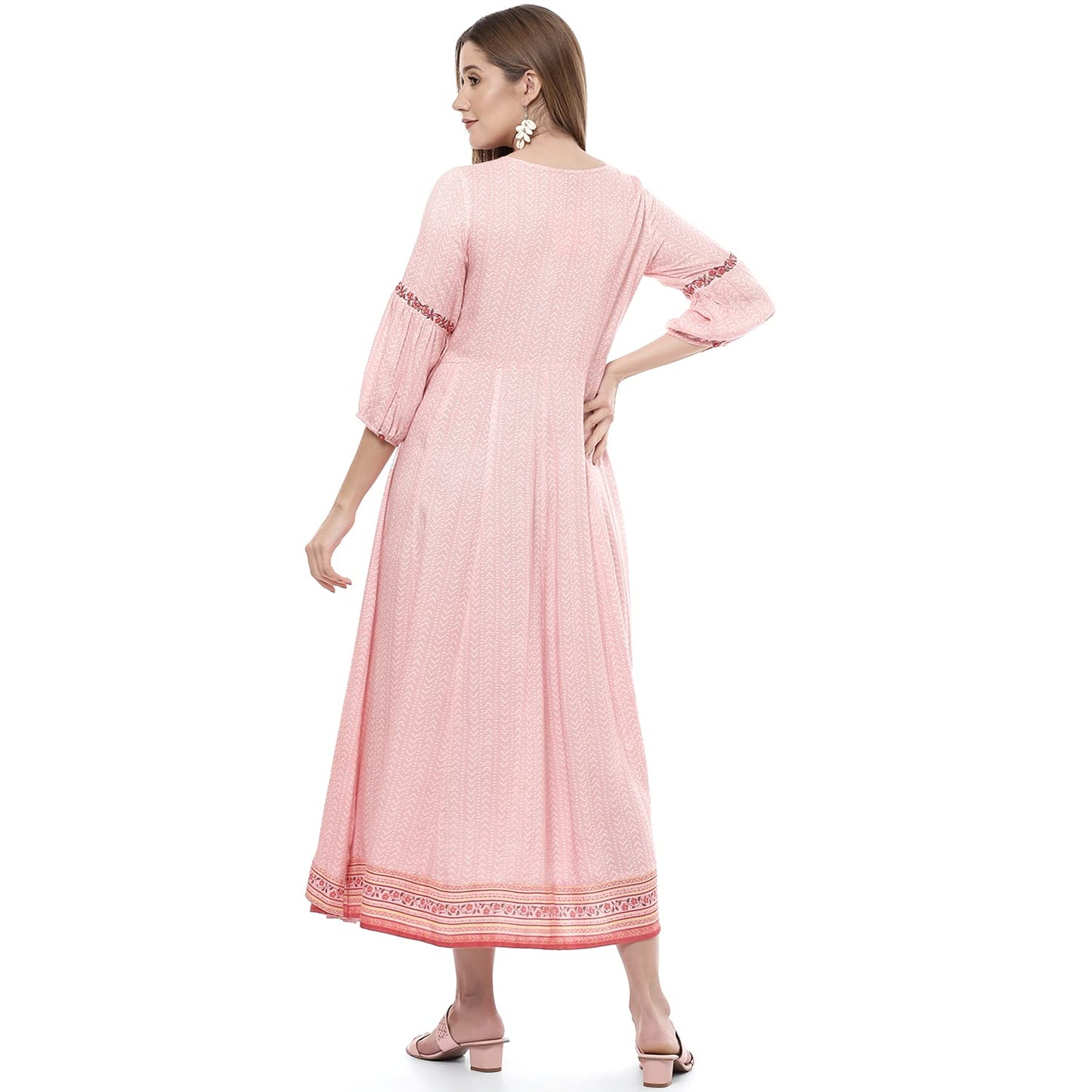 Rangriti Women's Ethnic Pink Ethnic Wear Dress (Size_M)