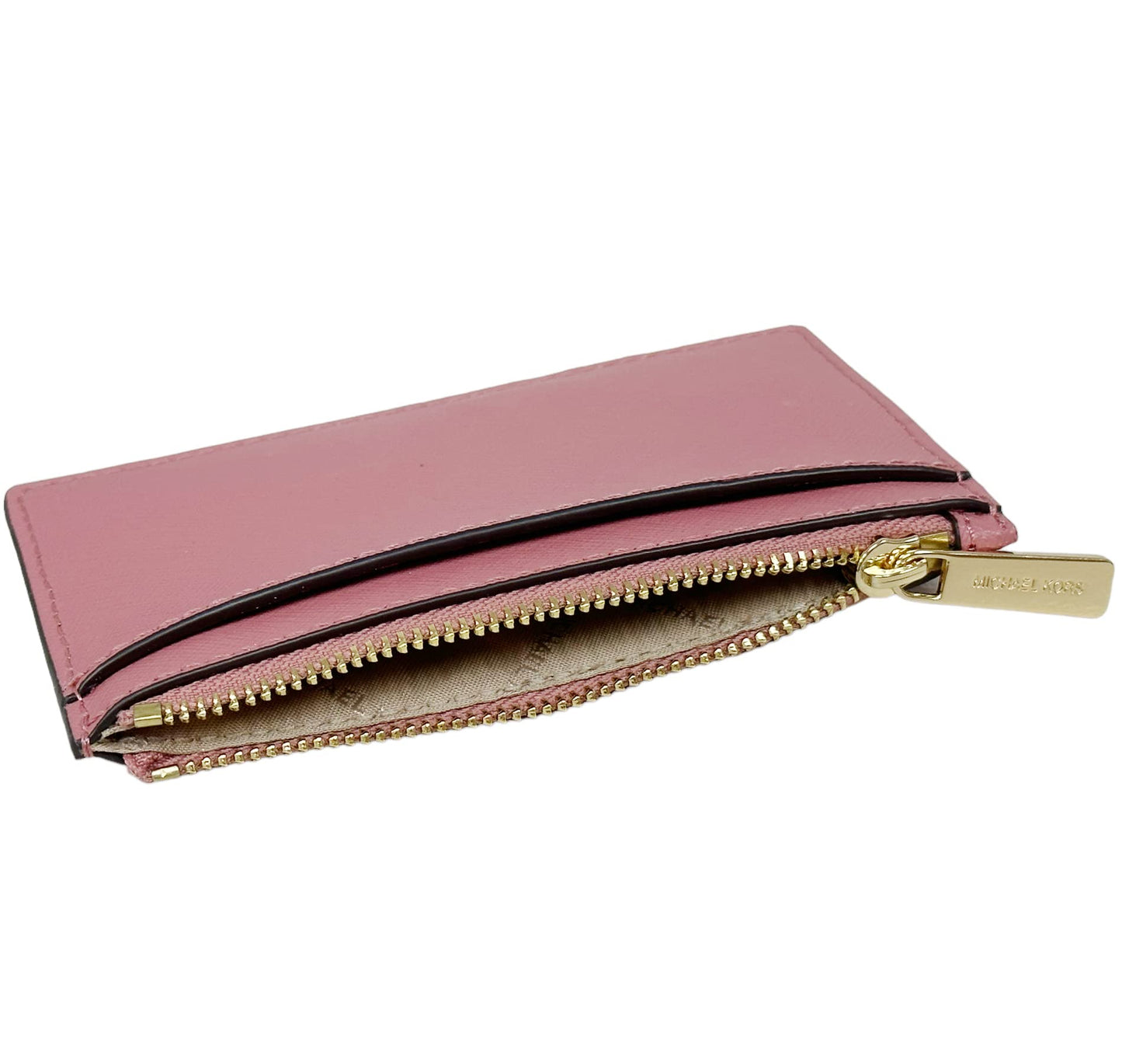 Michael Kors Jet Set Travel Medium Top Zip Card Case Wallet Coin Pouch Rose Pink