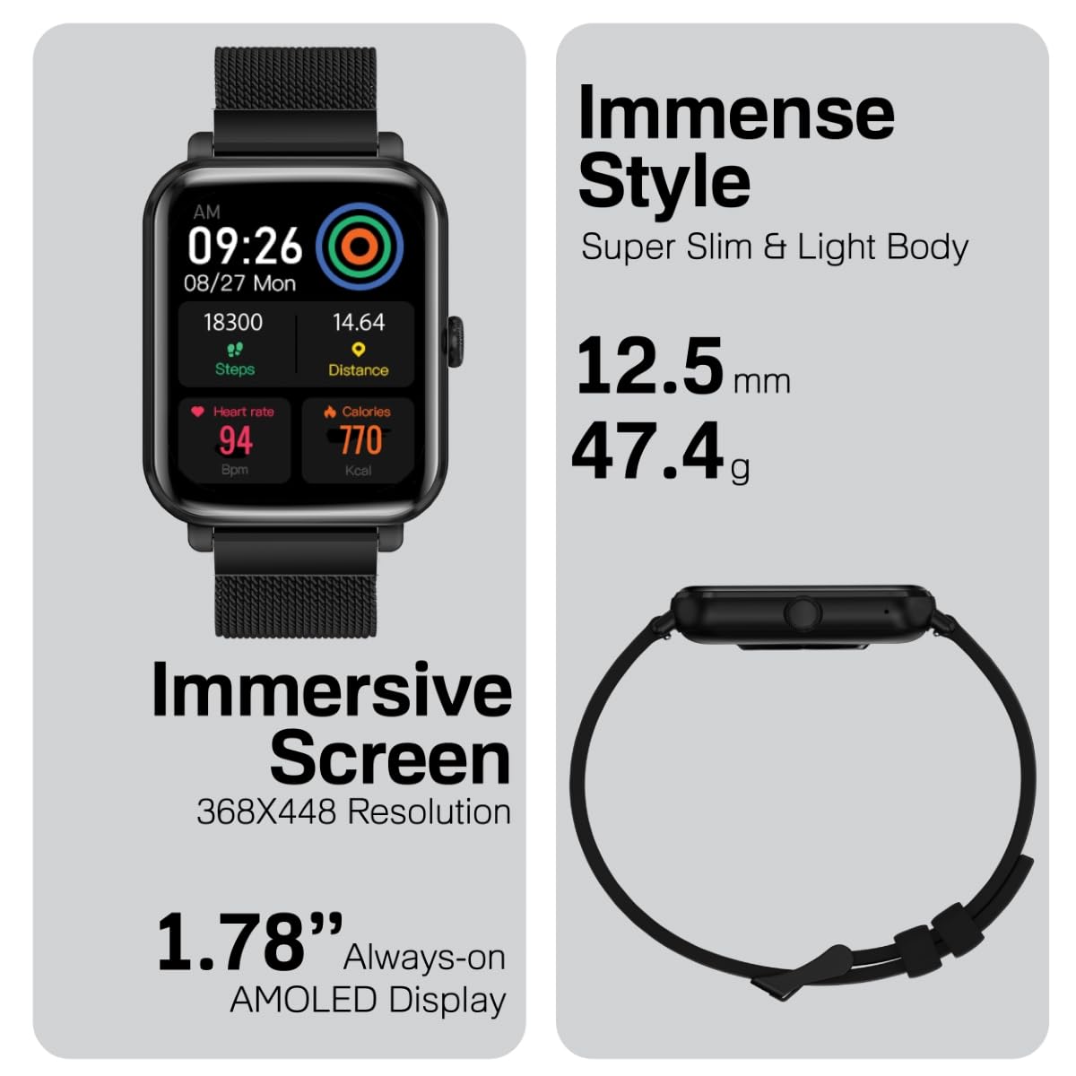 Promate ProWatch-M18 Fitness Smart Watch, (Black)