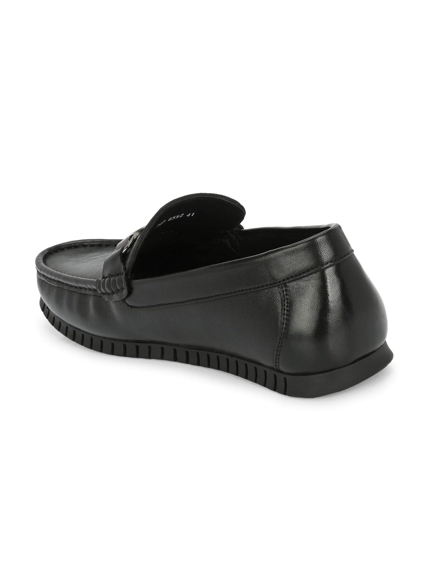 HITZ Men's Black Leather Slip-On Comfort Loafer Shoes - 11