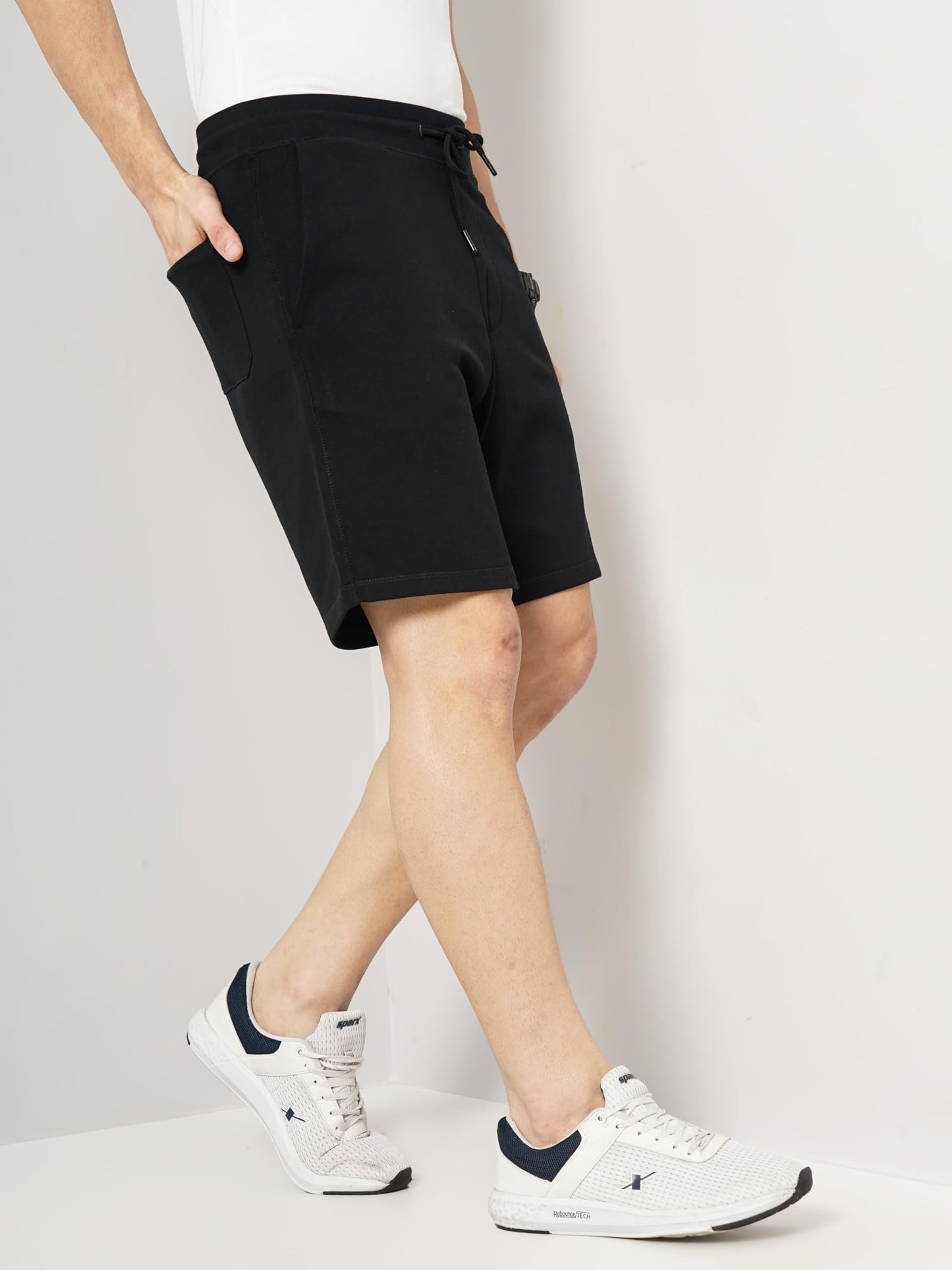 Celio Solid Black Cotton Shorts