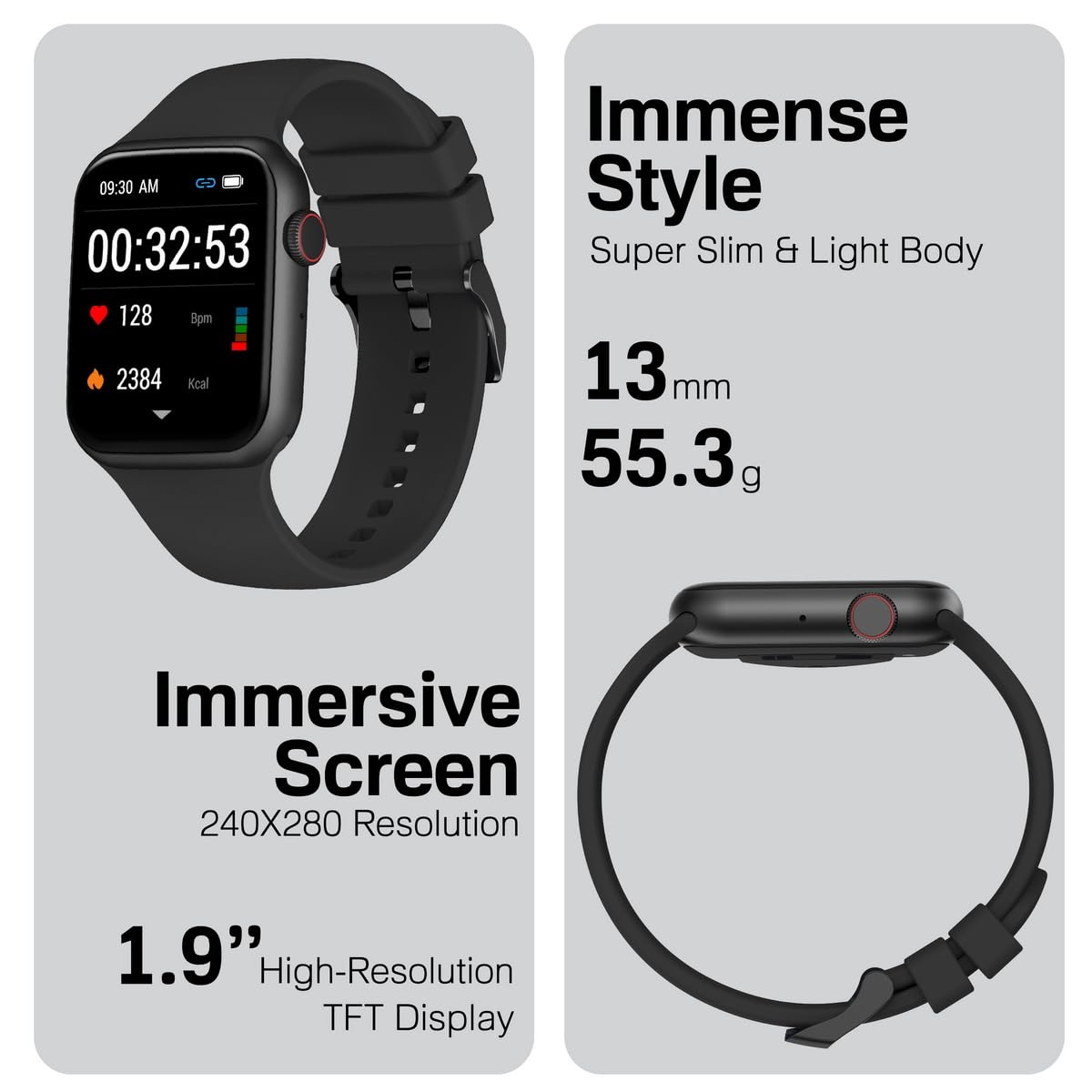 Promate Xwatch-B19 Fitness Smart Watch, (Black)