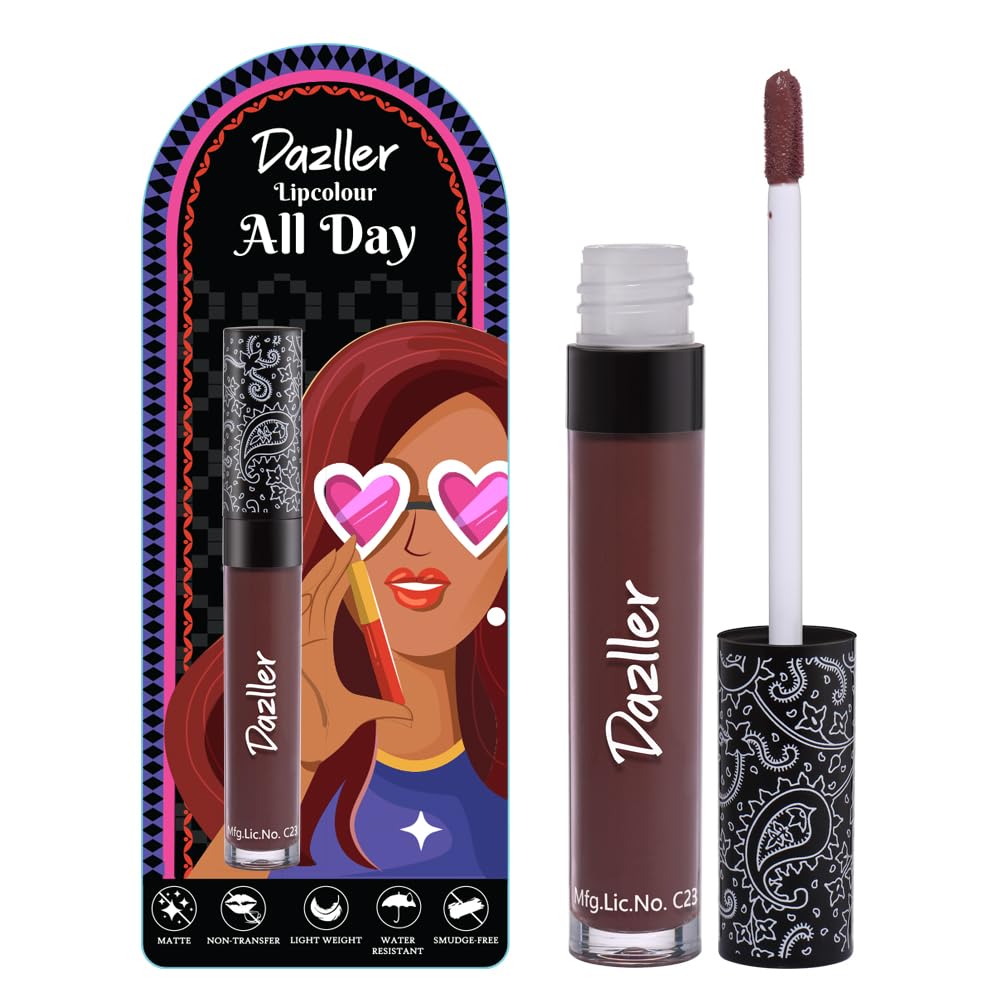 Dazller All Day Lipcolour,5g, DLC033-Alabaster, Ultra intense matte,Smudge-proof, Non-transfer,Lightweight,up to 8-hr Stay