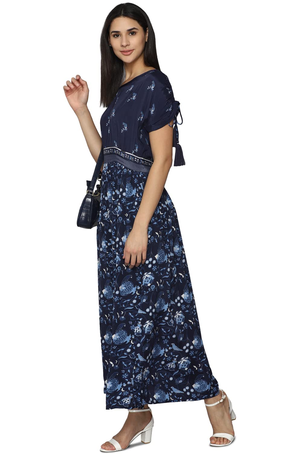 Allen Solly Women's Viscose Classic Maxi Dress (Navy)