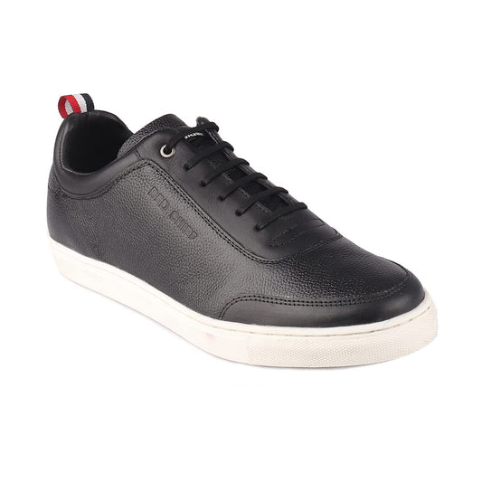 Red Chief Black Leather Sneakers for Men