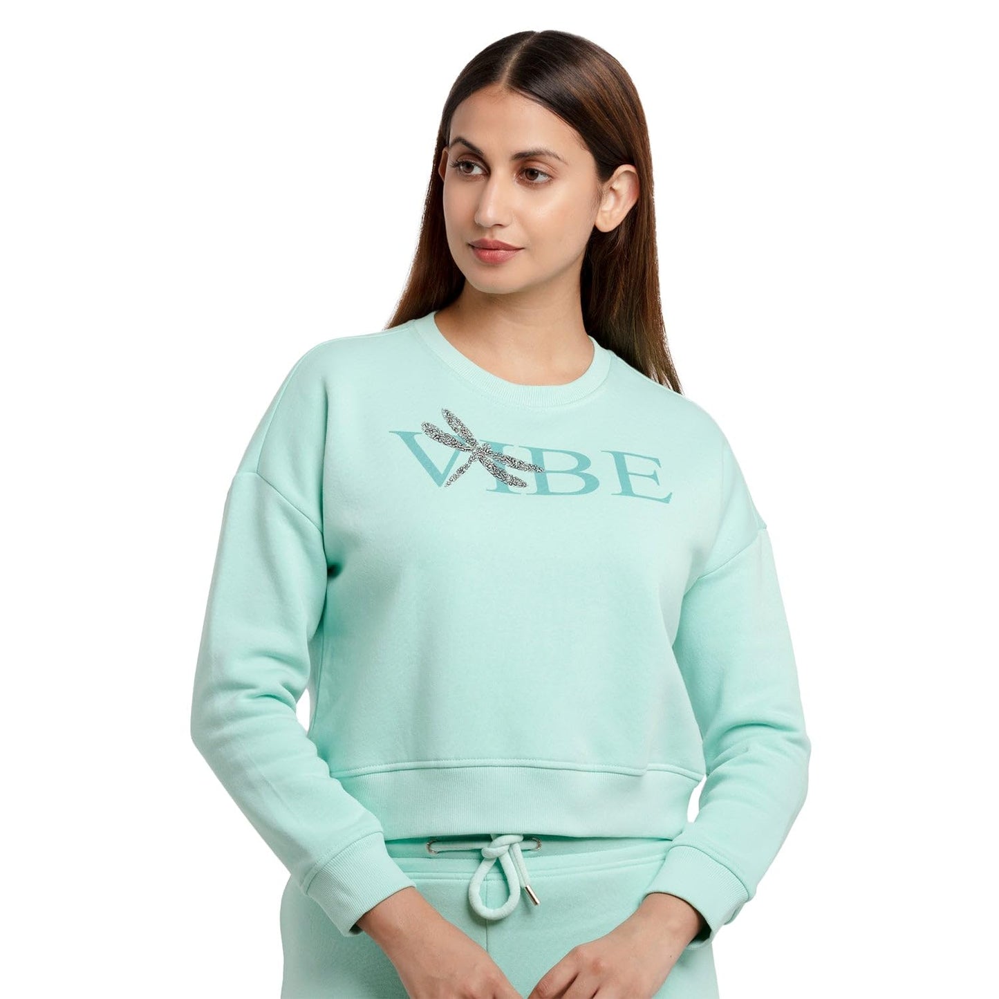 Status Quo Womens Printed Round Neck Sweatshirt SEA Green