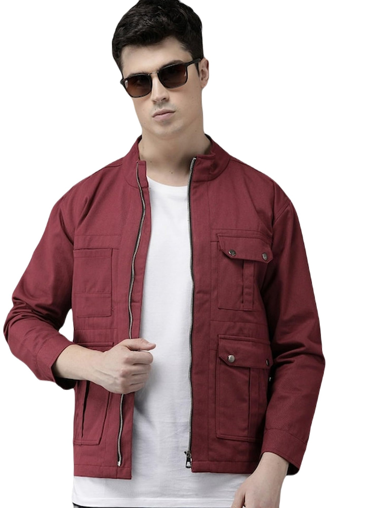 VOXATI Men's Denim Jacket ajt186-m_Maroon_M