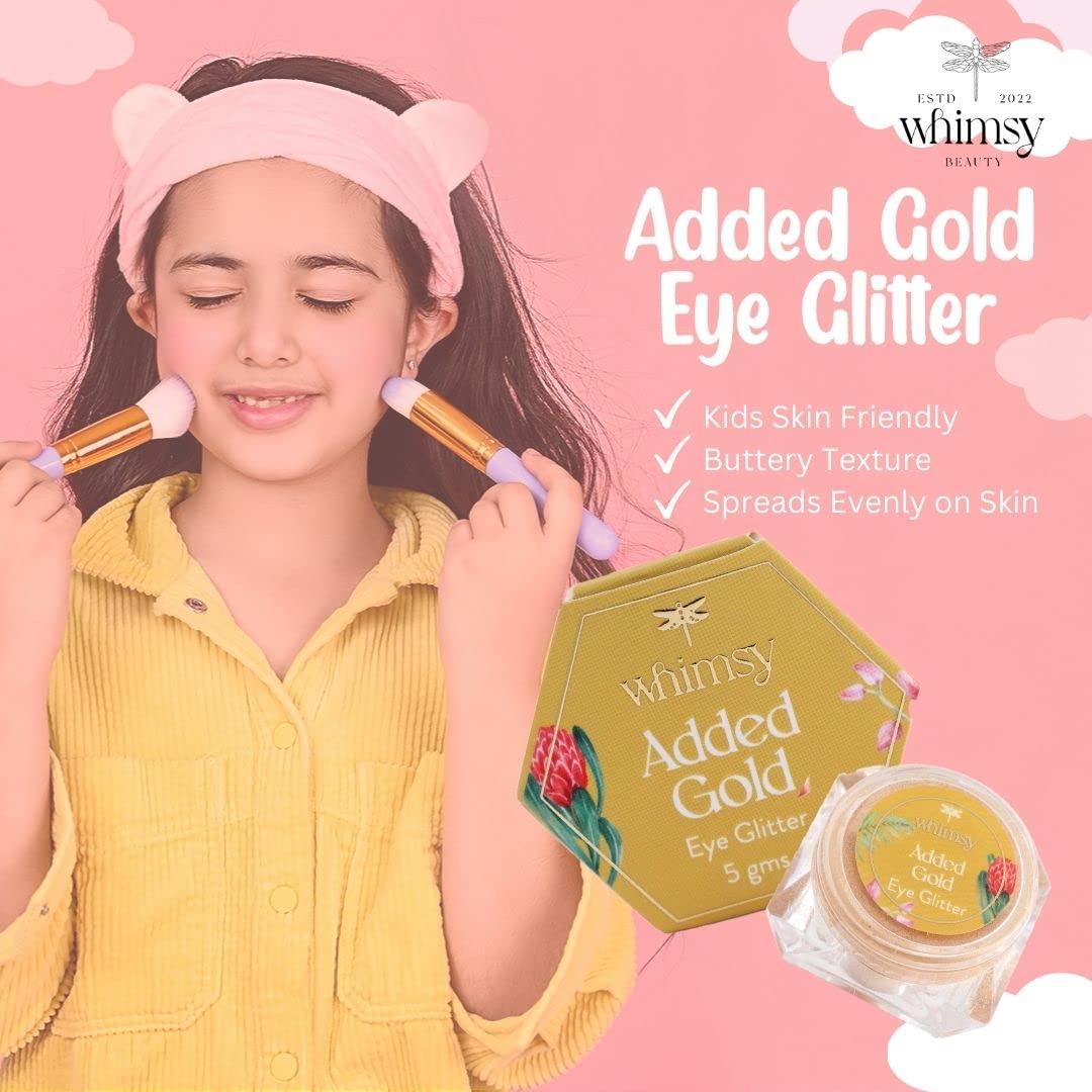 Whimsy Beauty - Gold Eye Glitter For Preteen and Teens Girls | Palette Minerals Baked EyeShadow Makeup | Long Lasting Non Toxic | Girls safe Makeup | skin friendly Children Makeup