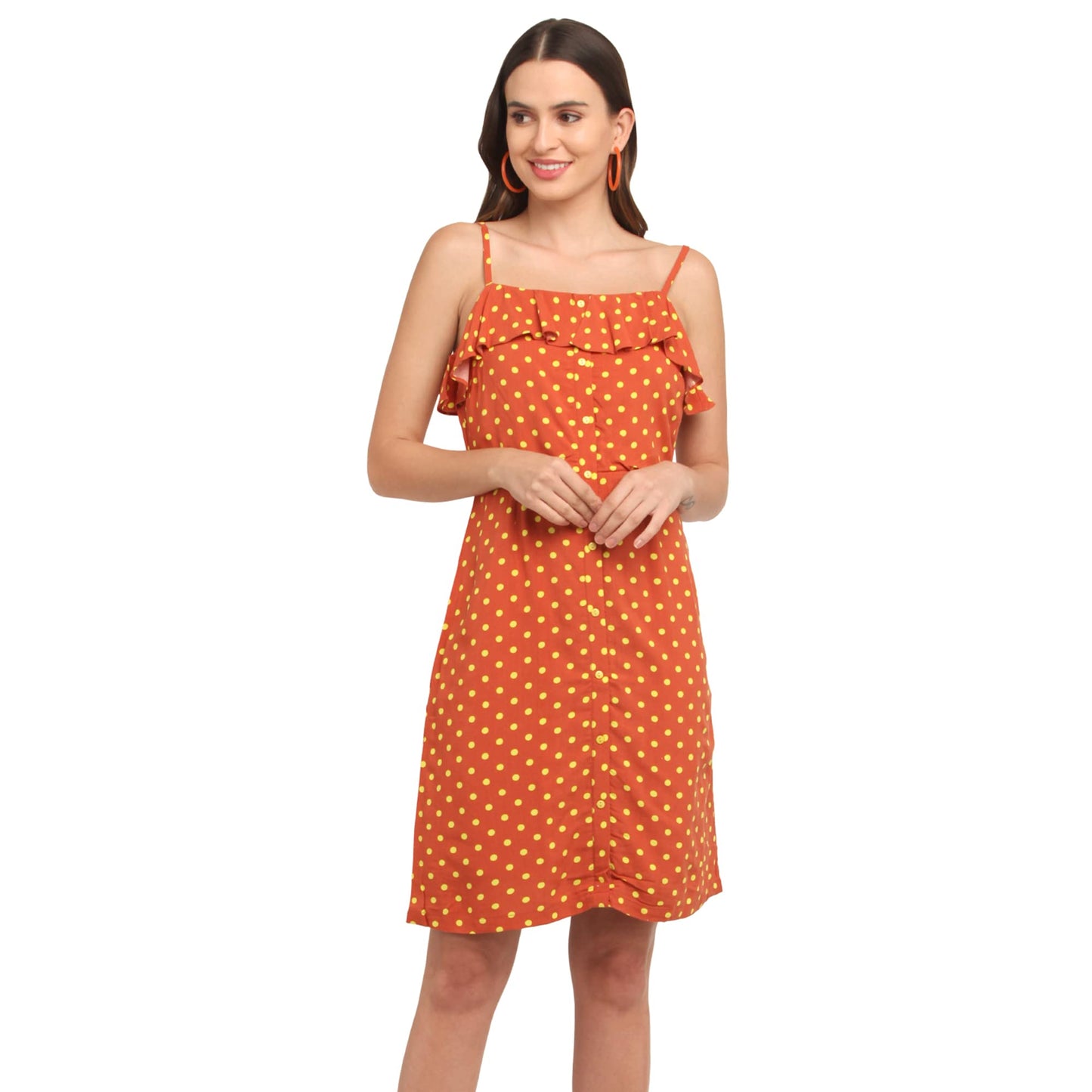 Zink London Women's Orange Printed Short Dress