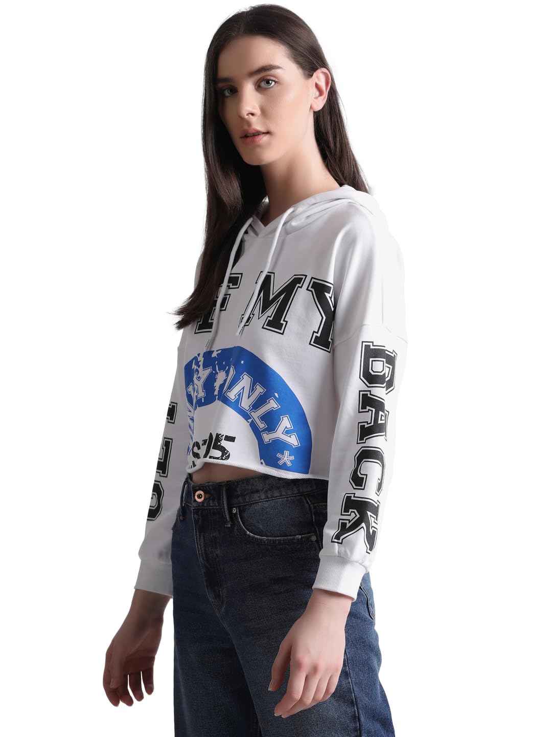 Only Women's Cotton Blend White Sweatshirt_X-Small