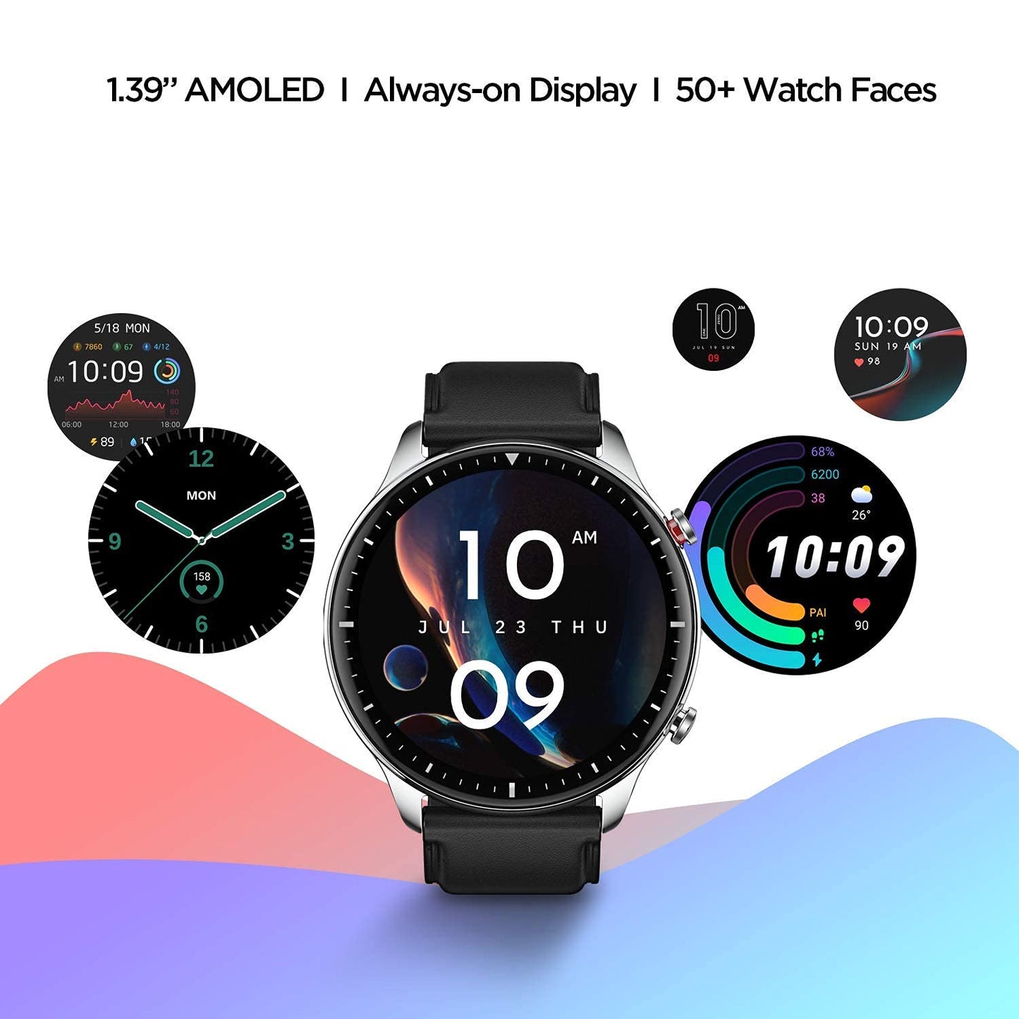 (Refurbished) Amazfit GTR 2 Smart Watch, 1.39" AMOLED Display, SpO2 & Stress Monitor, Built-in Alexa, Built-in GPS, Bluetooth Phone Calls, 3GB Music Storage, 14-Day Battery Life, 90 Sports Modes (Classic Edition)