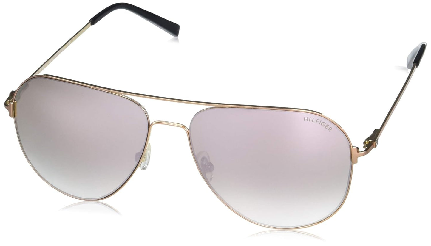 Tommy Hilfiger Men's Aviator sunglasses Pink Frame, Gold Lens (L)
