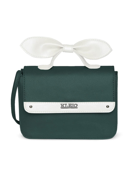 KLEIO Stylish Top Bow Sling Bag for Women Girls(HO8019KL-DGWH)-White