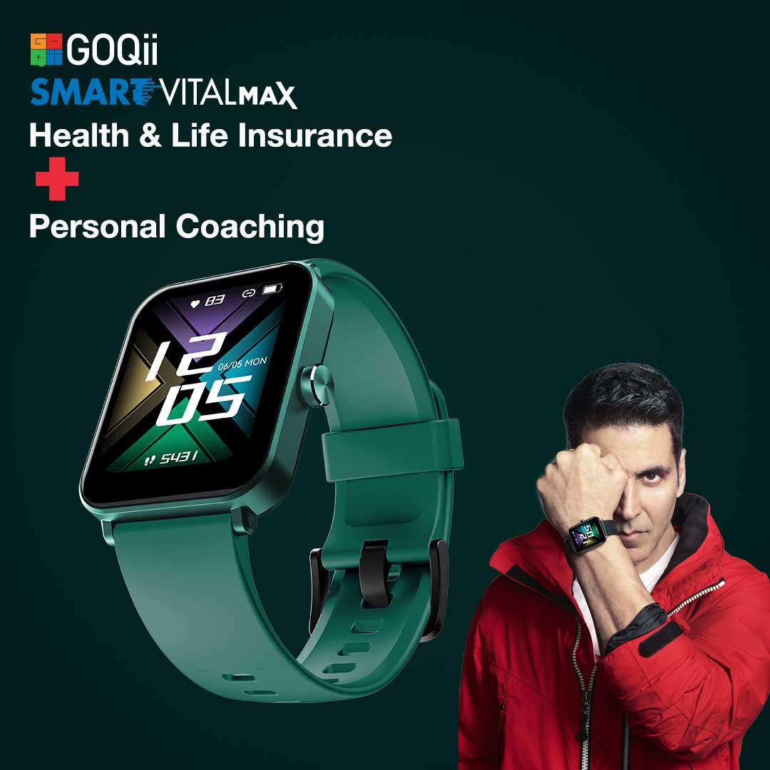 GOQii Insure+ 5 lakhs Health Insurance with Smart Vital Max (Green) and 3 Months Personal Coaching