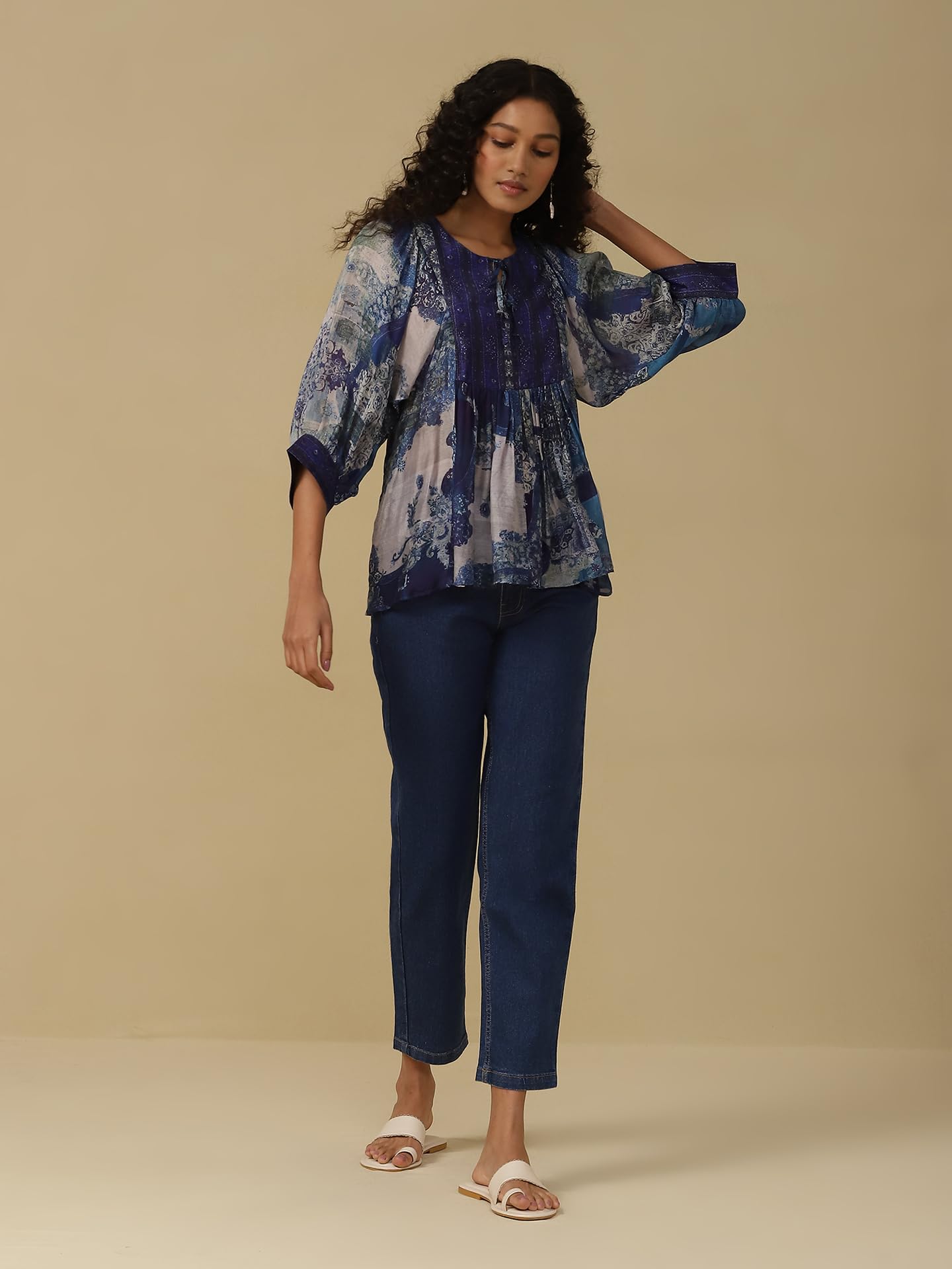 Aarke Ritu Kumar Blue Printed Top