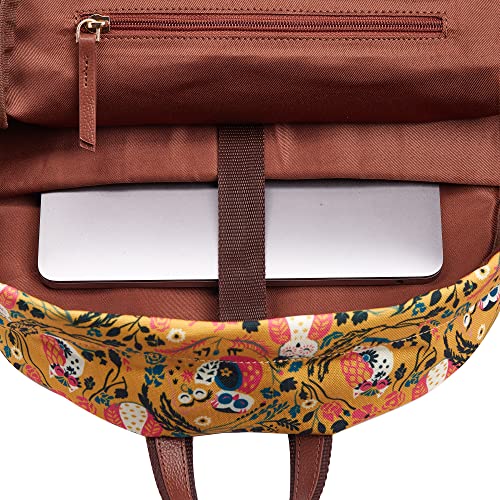 TEAL BY CHUMBAK Women's Laptop Backpack | Office/School/College/Business/Travel - 13Inch Laptop | Stylish and Trendy Printed Canvas Backpack | Orange (Jungle Stories)