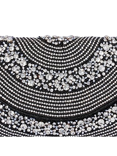 Peora Black Silver Clutch Purses for Women Handmade Evening Handbag Stylish Bridal Fashion Clutch Bag for Girls