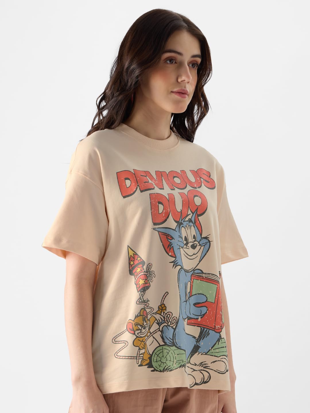 The Souled Store Tom and Jerry: Devious Duo Women Oversized T-Shirts