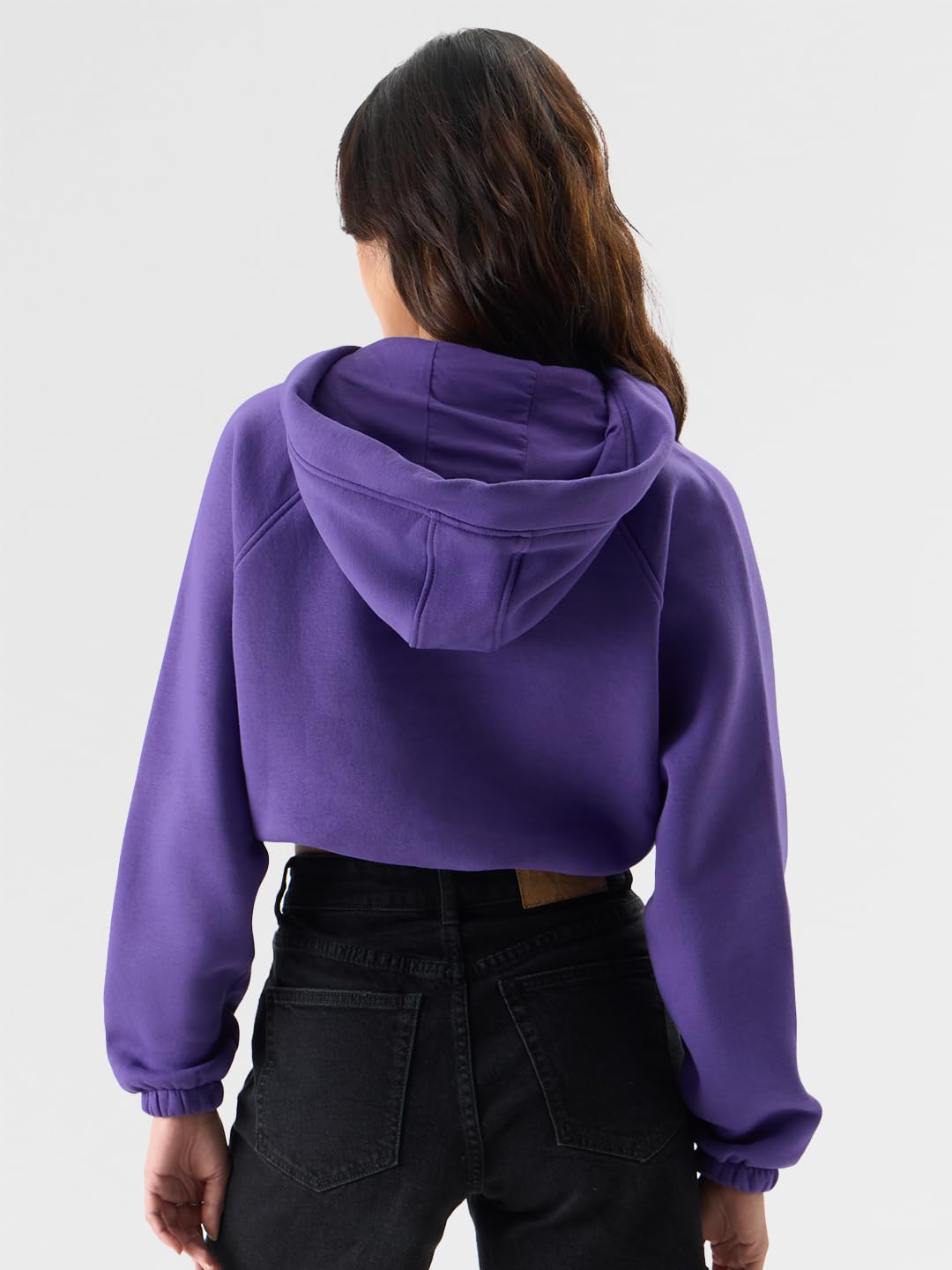 The Souled Store Violet Hoodie Women Oversized Hoodies Sweatshirts Hoodies Pullovers Crewneck Hooded Zip-Up Graphic Printed Solid Color Block Sportswear Casual Warm Cozy Comfortable Winter Fall