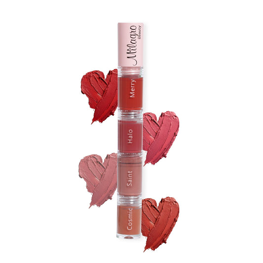 Milagro Beauty 4 in 1 Liquid Matte Lipstick|Kissproof and Waterproof|Long lasting Hydrating Formula | Immerse with Rose Water and Peach Extract (New Launch)