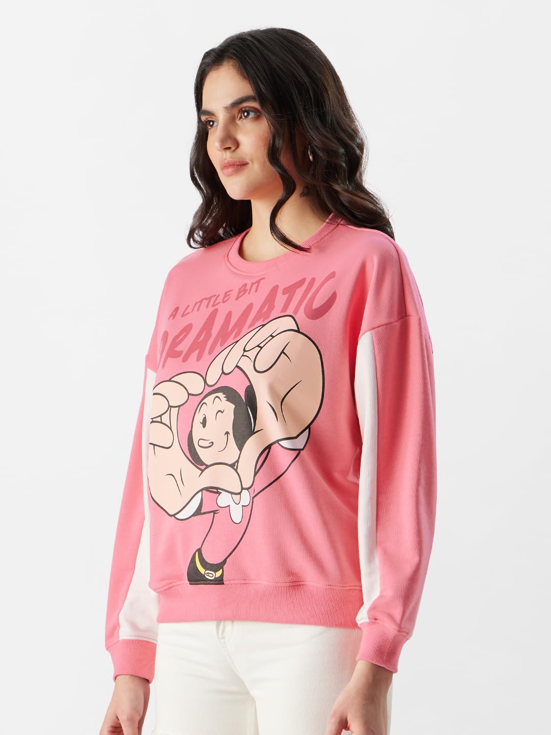 The Souled Store Official Olive OYL: Little Bit Dramatic Women Oversized Sweatshirts