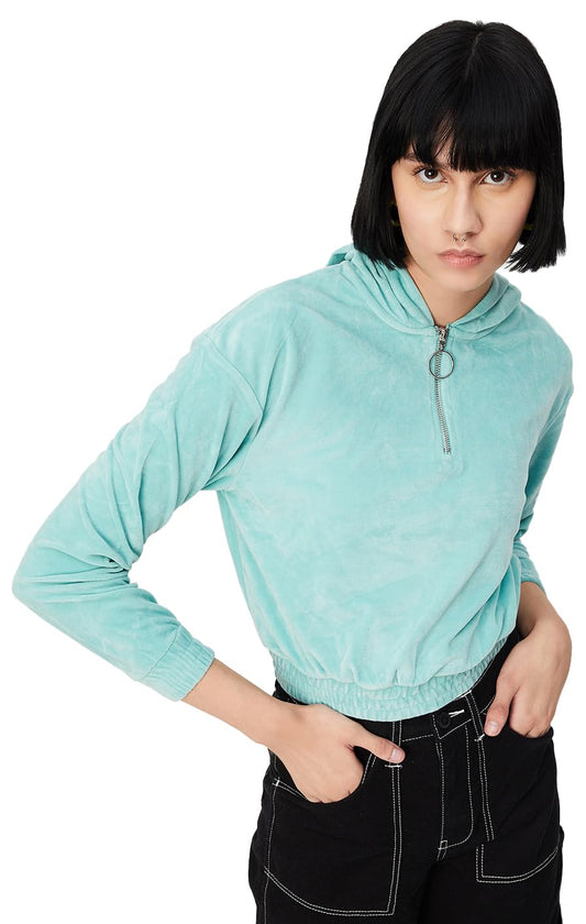 Max Women Cropped Hoodie, Light Green, S
