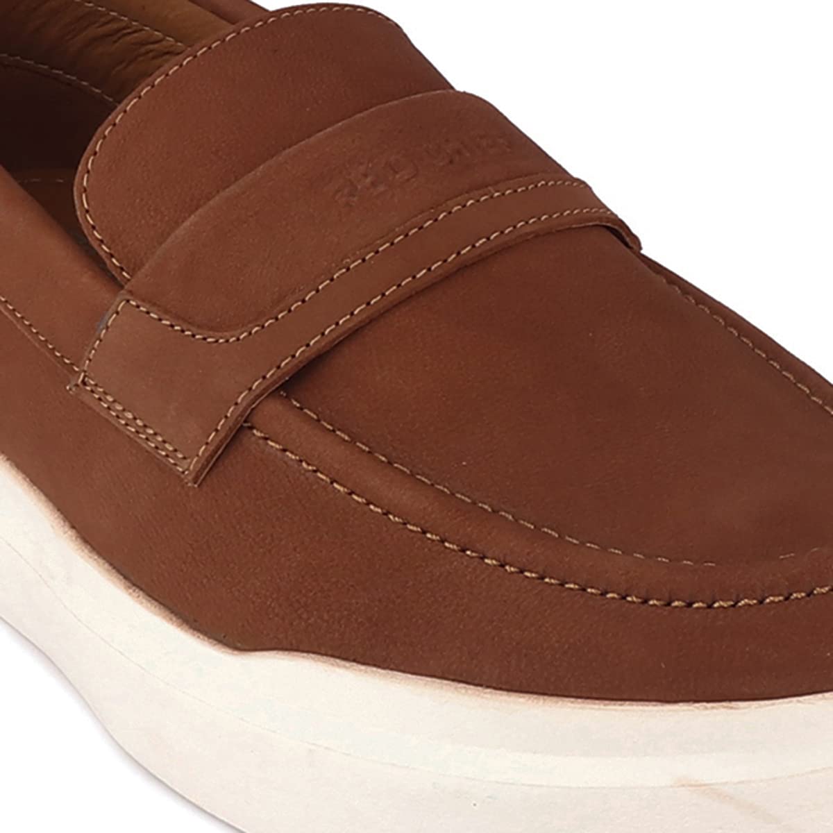 Red Chief Brown Leather Slip on Sneakers for Men