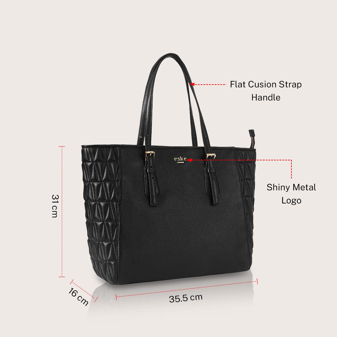 eské Carol- Genuine Leather Tote Handbag For Women - Spacious Compartments - Work and Travel Bag - Durable - Water Resistant - Adjustable Strap