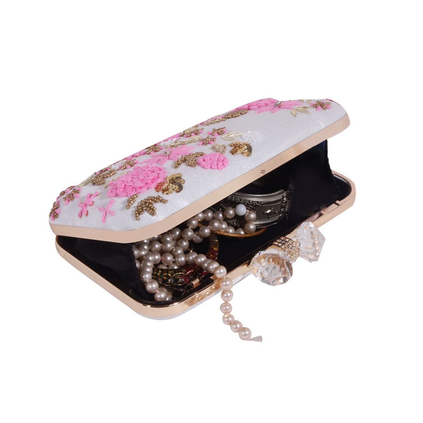 SWISNI Women's Traditional Designer Clutch For Women & Girls | Party Clutches For Ladies Wedding| Ladies Purse Wallet Pink Colour