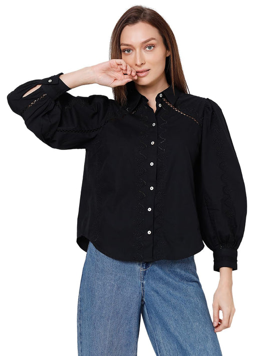 VERO MODA Women's Regular Fit Shirt Jet Black