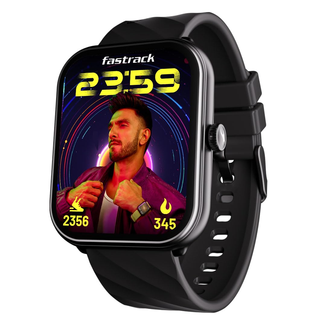 Fastrack Limitless X|Large 1.91" Hd Display|700 Nits|Singlesync Bt Calling|Advanced Chipset|100+ Sports Modes & Watchfaces|Auto Stress Monitor|24X7 Health Suite| Ip68 Smartwatch, Black